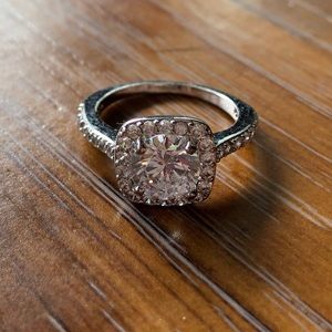 Square Halo Silver Ring
